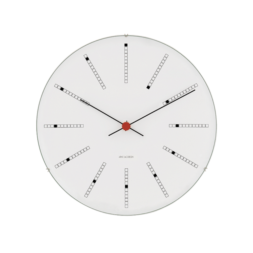Arne Jacobsen Bankers Wall Clock White/Black/Red