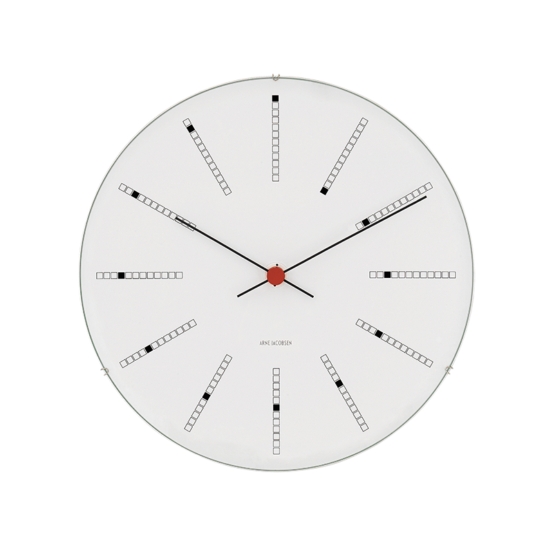 Arne Jacobsen Bankers Wall Clock White/Black/Red