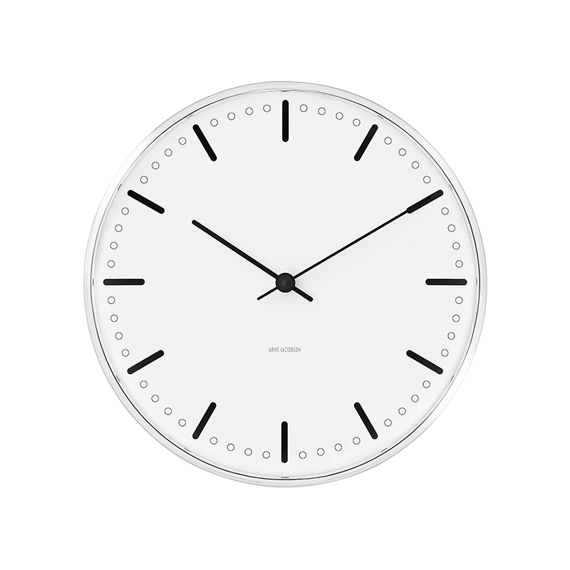 Arne Jacobsen City Hall Wall Clock White/Black