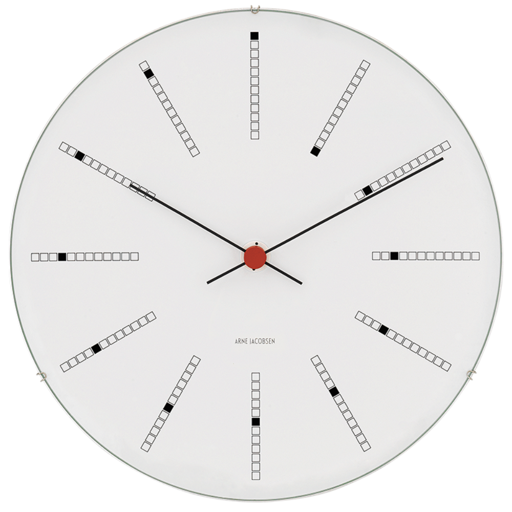 Arne Jacobsen Bankers Wall Clock White/Black/Red
