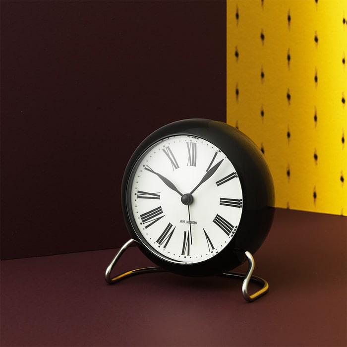 Arne Jacobsen Roman Table Clock White/Black H 4.7in Dia 4.3in