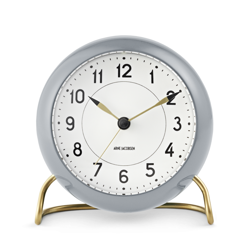 Arne Jacobsen Station Table Clock in Gray/White