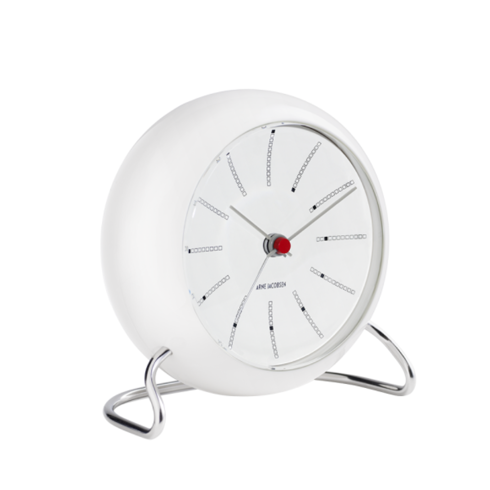 Arne Jacobsen Bankers Table Clock, Ø: 4.3" in White