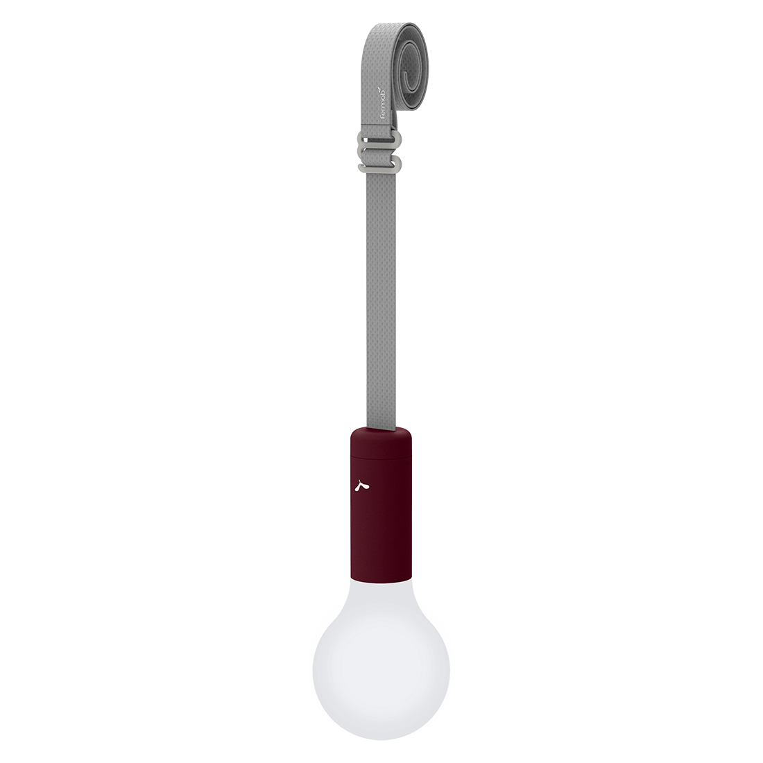 Fermob Aplô Lamp H.9 in. + Suspension Strap in Black Cherry powder-coated steel, outdoor lighting from France