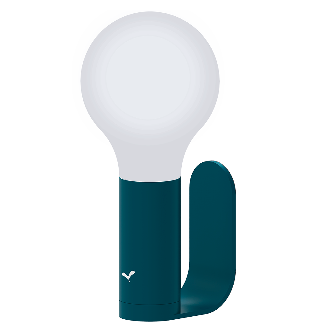 Fermob Aplô Lamp H.9 in. + Wall Light Bracket in Acapulco Blue powder-coated steel outdoor lighting