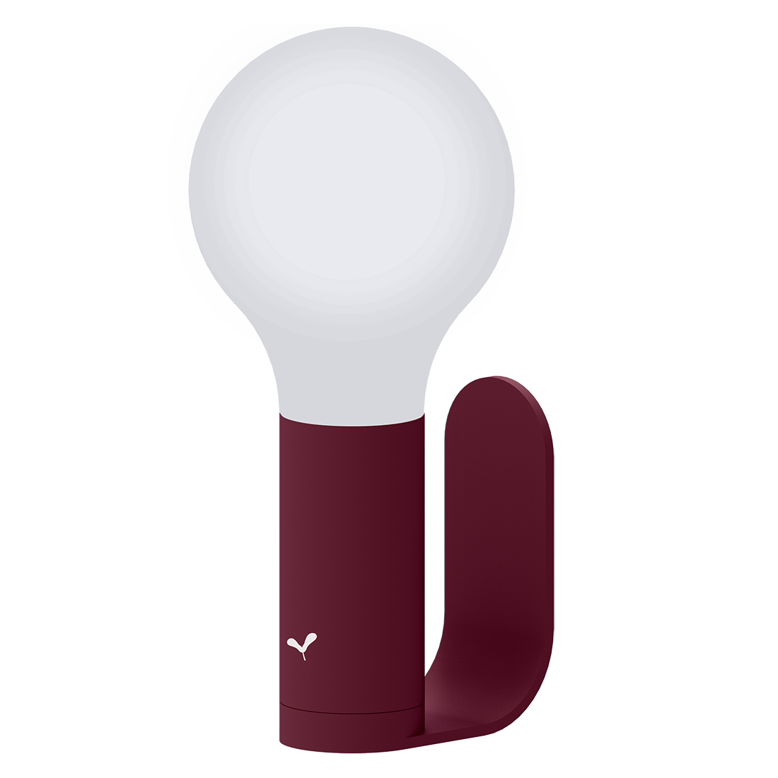 Fermob Aplô Lamp H.9 in. + Wall Light Bracket in Black Cherry powder-coated steel outdoor lighting