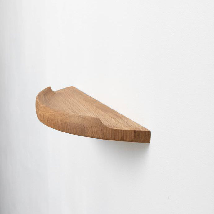 Aakjaer Arcus Shelf Small in natural oiled oak, a 23.6 in floating solid oak wall shelf