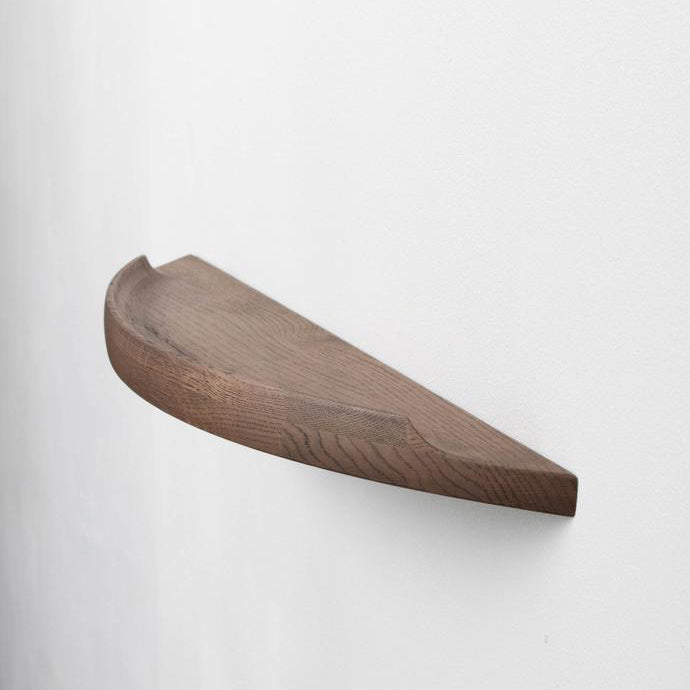 Aakjaer Arcus Shelf Medium in smoked oak, a 35.4 in floating solid oak wall shelf
