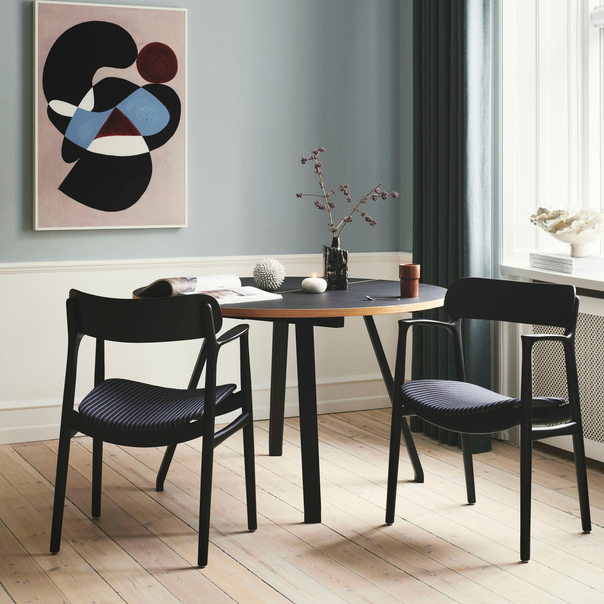 Bent Hansen Asger Dining Chair in black-painted beech, styled in an interior setting, beech
