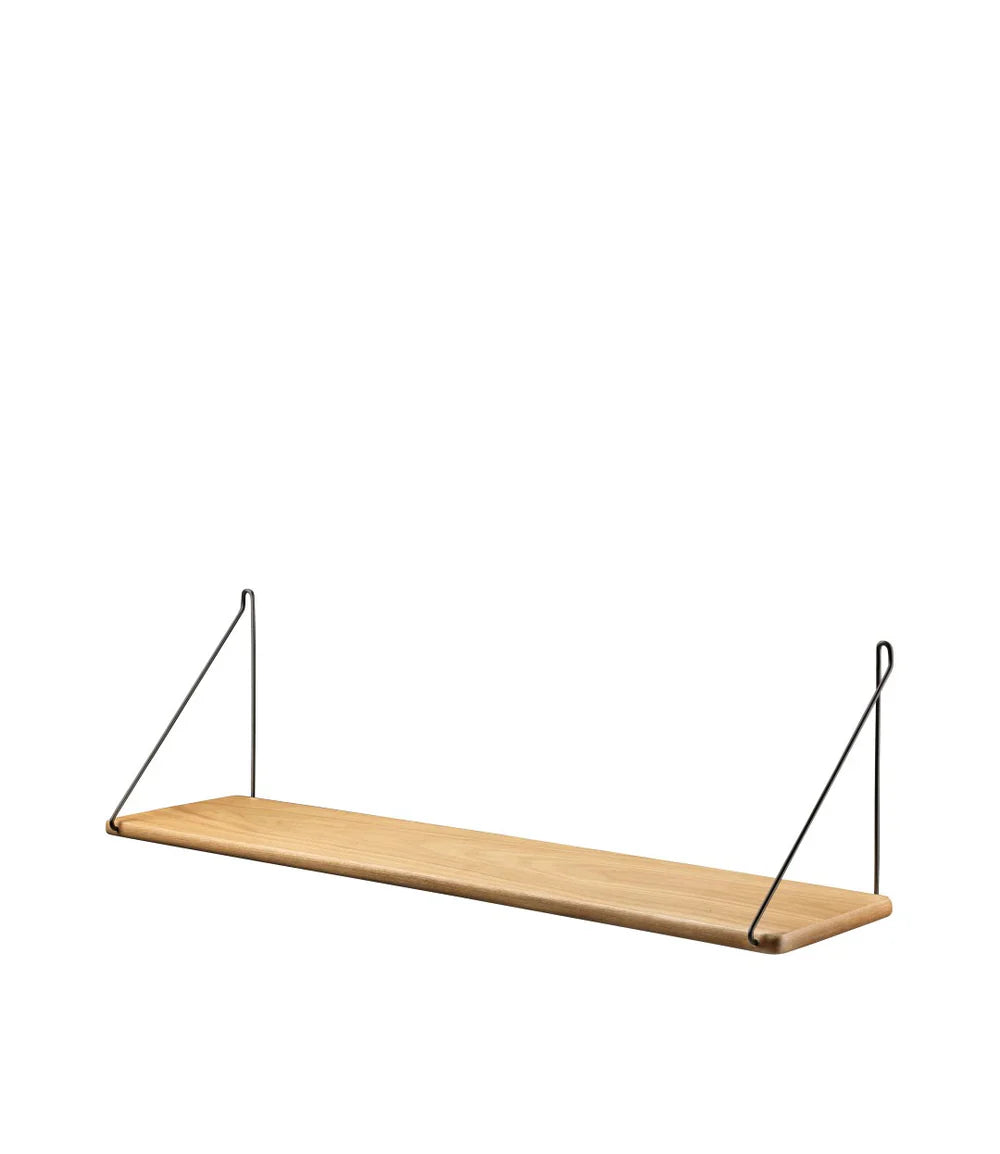 FDB Møbler Shelf With brackets in black-stained solid oak, designed by Ejvind A. Johansson