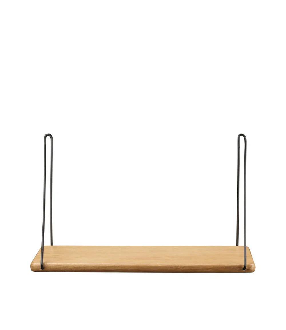 FDB Møbler Shelf With brackets in black-stained solid oak, designed by Ejvind A. Johansson