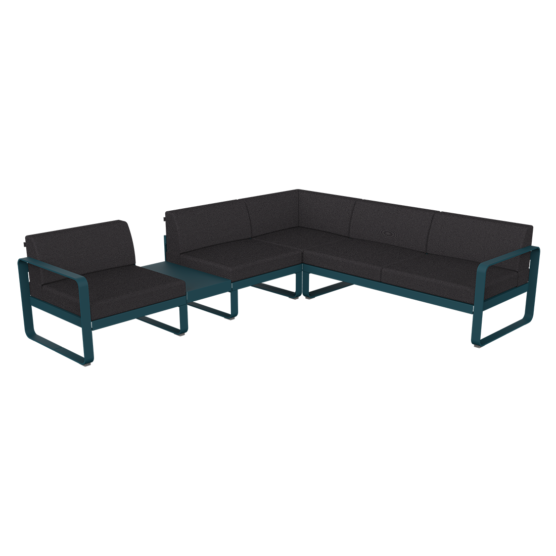 Fermob Bellevie Composition 3a Sofa in Acapulco Blue / Graphite Gray Cushions - Fermob Outdoor Furniture