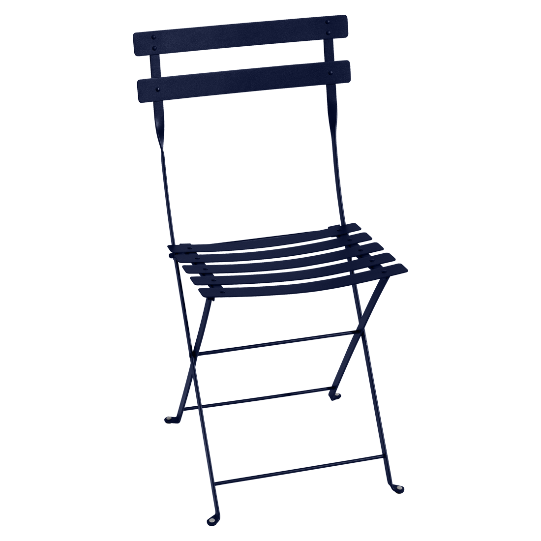 Fermob Bistro Metal Chair in Deep Blue powder-coated steel, the 1889 Parisian cafe archetype