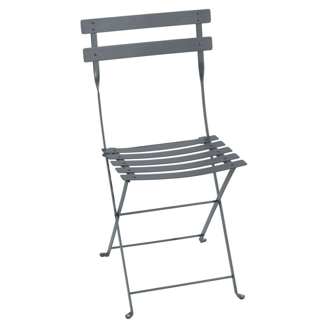 Fermob Bistro Metal Chair in Storm Grey powder-coated steel, the 1889 Parisian cafe archetype