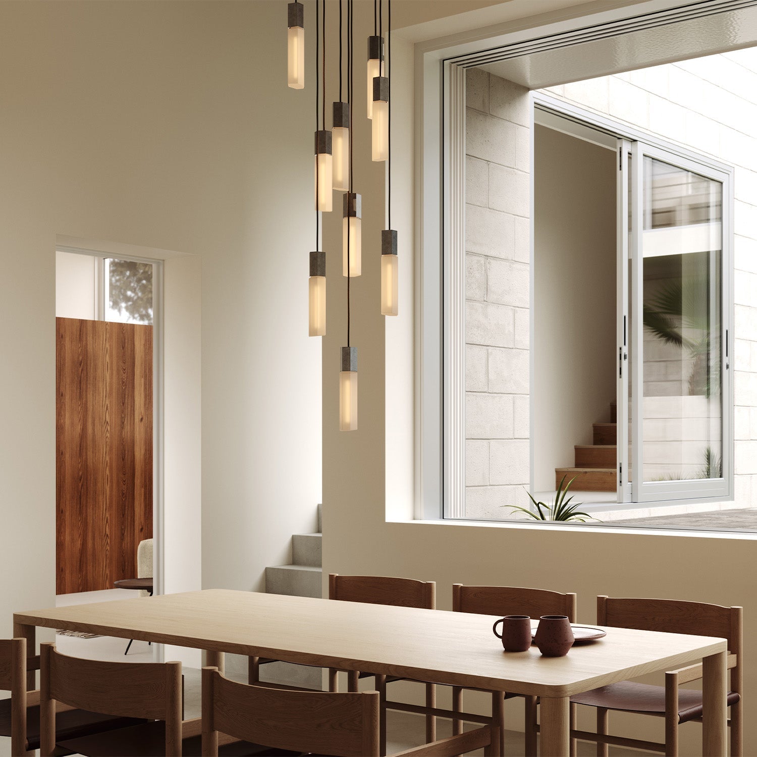 Basalt Nine Pendant by Tala in Stainless Steel, close-up of a single hexagonal pendant
