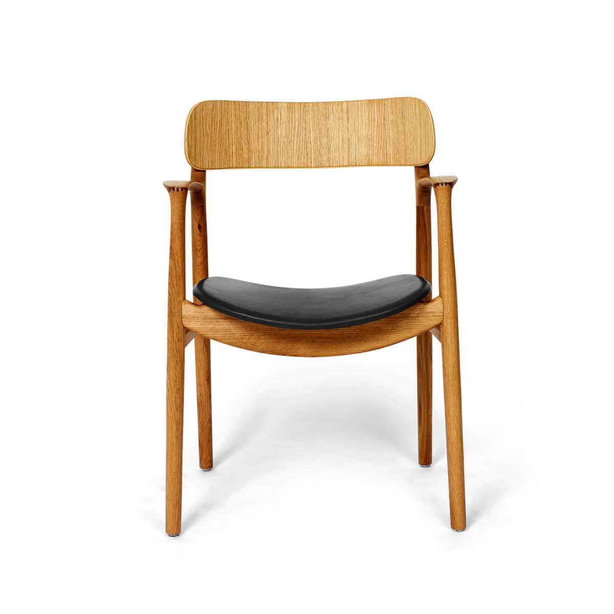 Bent Hansen Asger Dining Chair in oiled oak, black leather seat, oak and leather