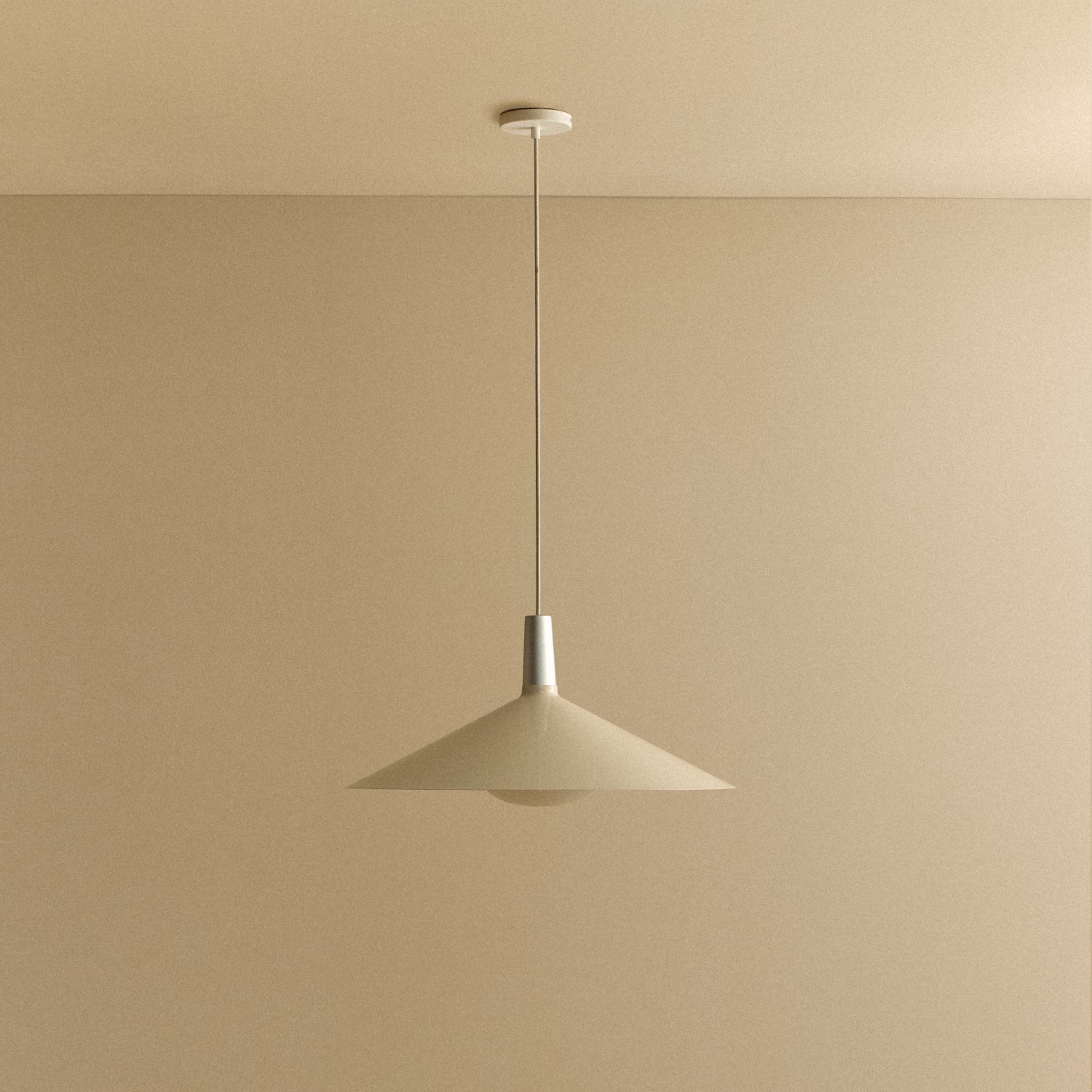 Tala Bower Pendant Light, Large, in Oyster White + Oval II — overhead view