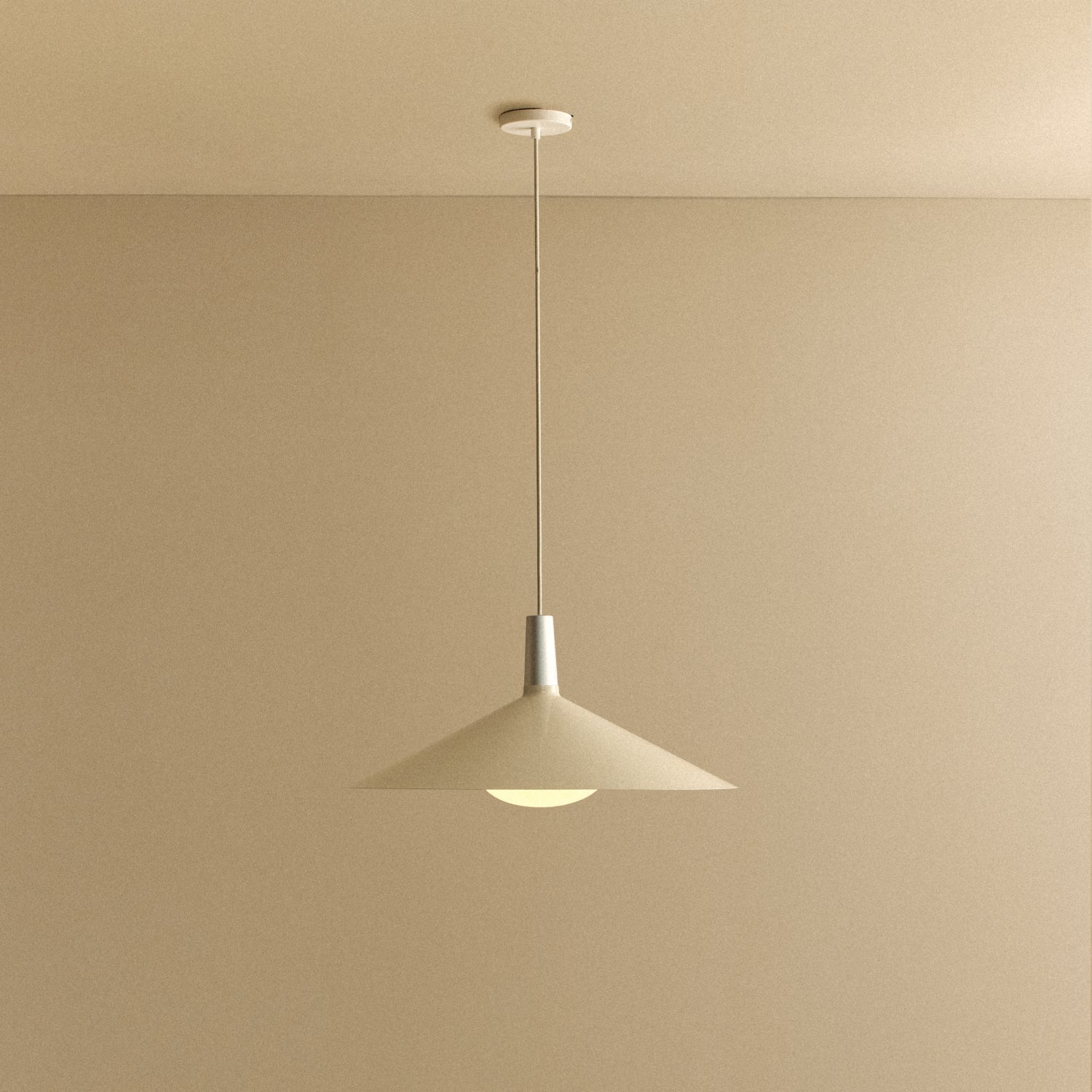 Tala Bower Pendant Light, Large, in Oyster White + Oval II — front view