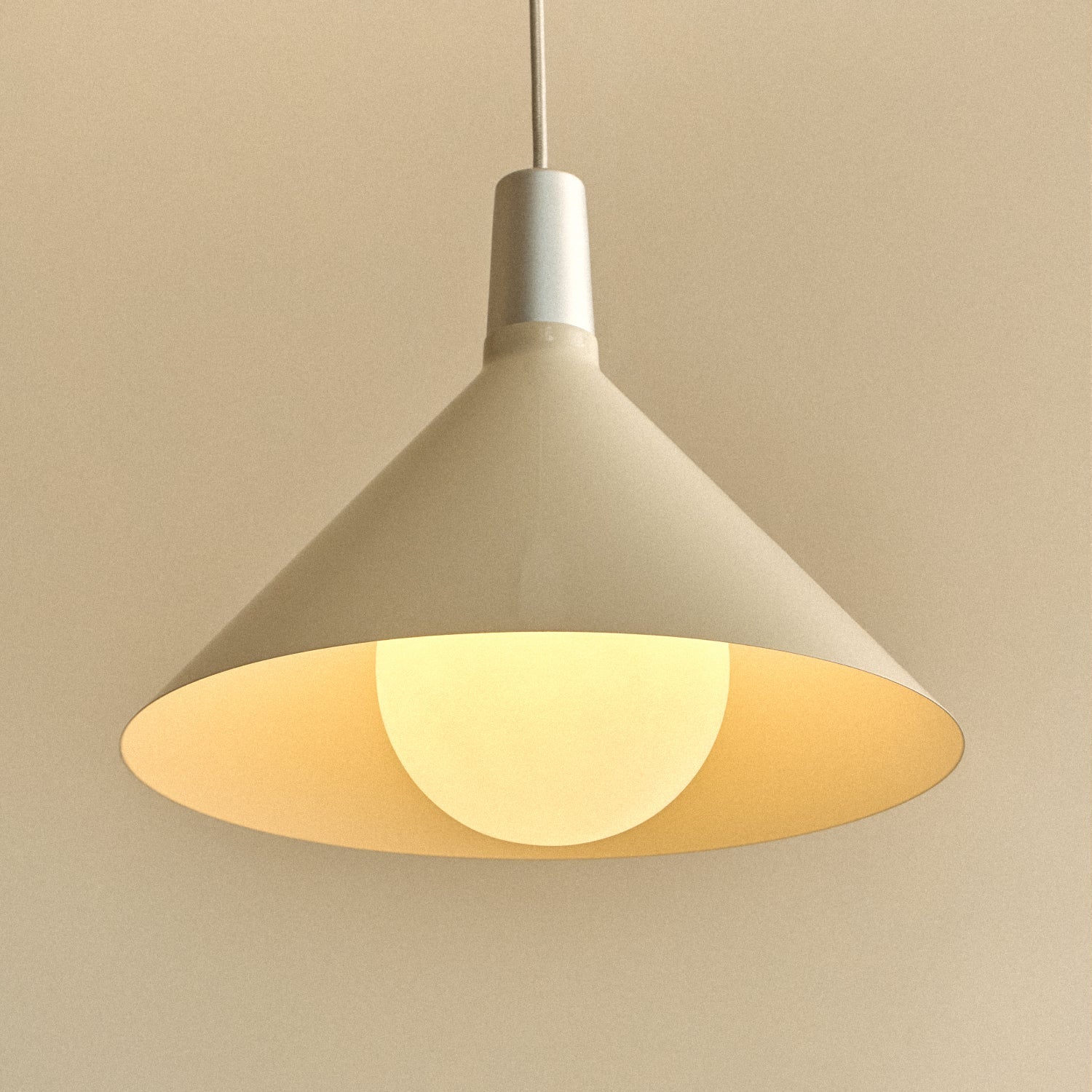 Tala Bower Pendant Light, Medium, in Oyster White + Sphere IV — close-up of shade