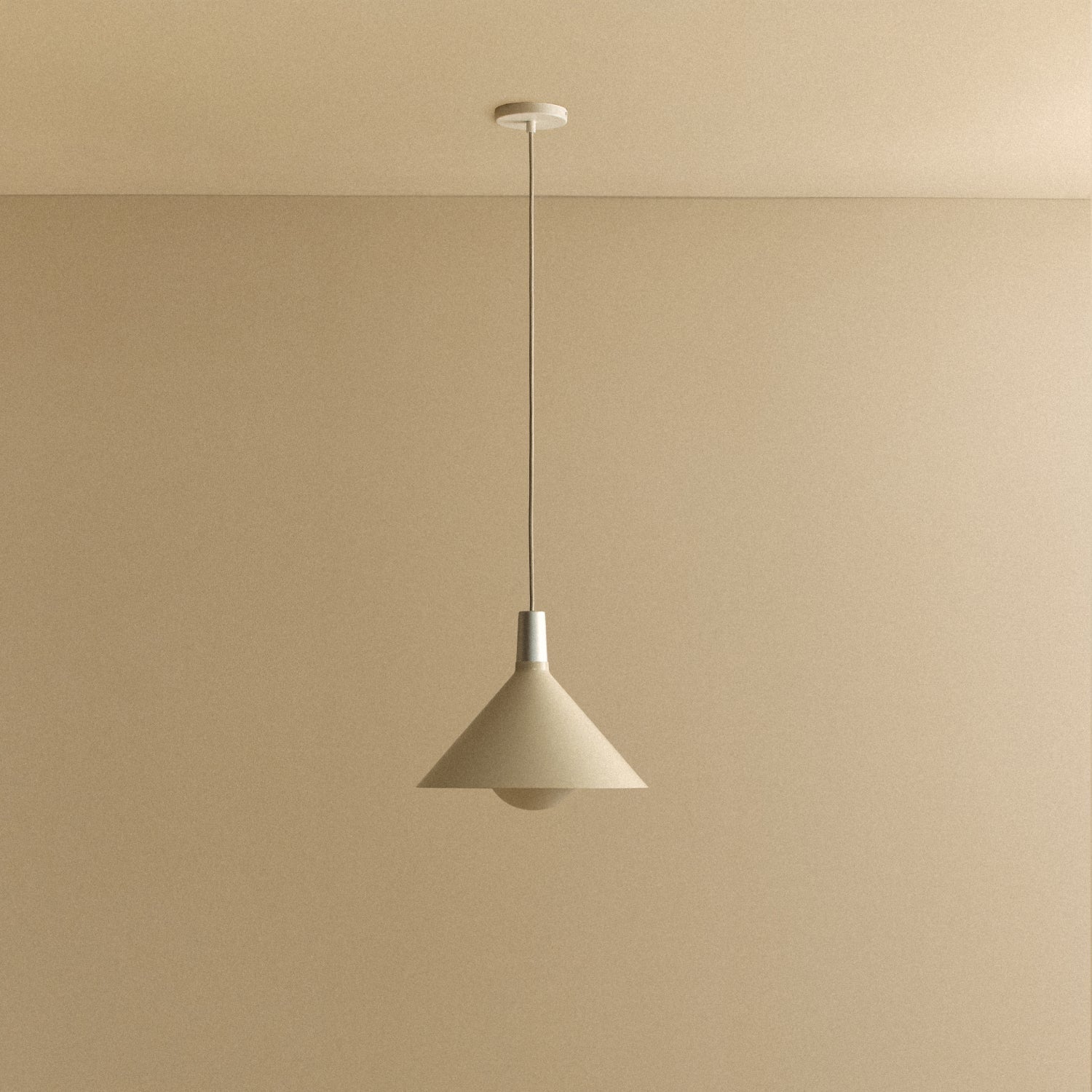 Tala Bower Pendant Light, Medium, in Oyster White + Sphere IV — overhead view