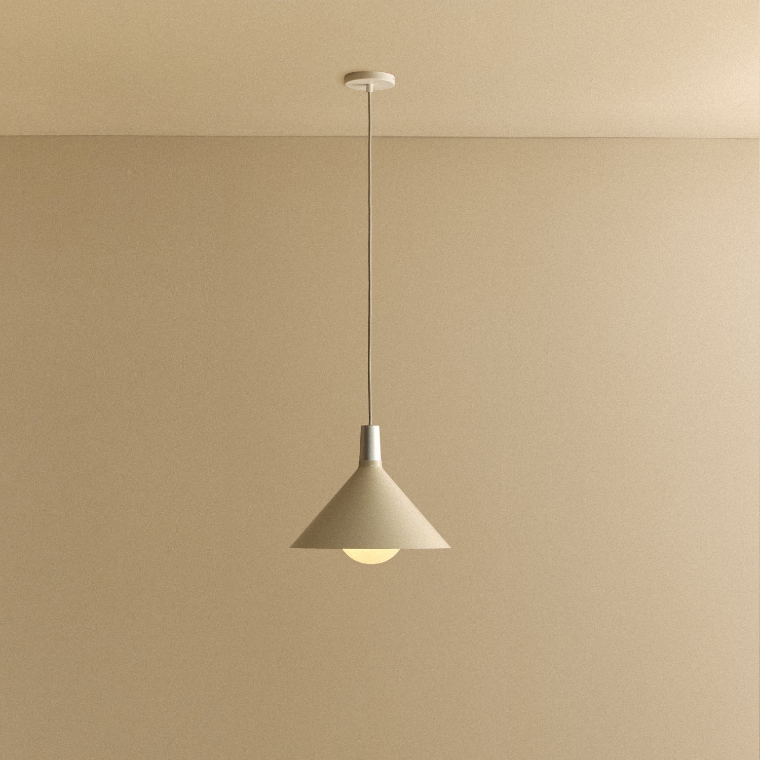 Tala Bower Pendant Light, Medium, in Oyster White + Sphere IV — front view