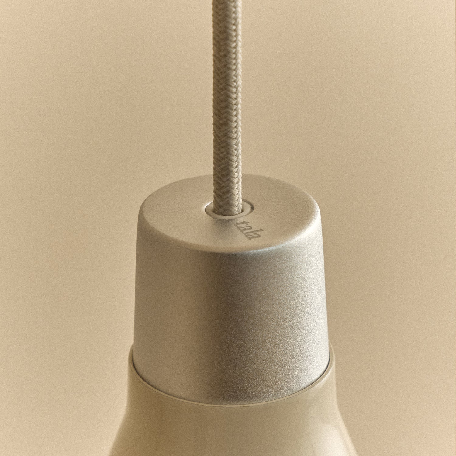 Tala Bower pendant light, small, Oyster White — interior of the spun-aluminium shade