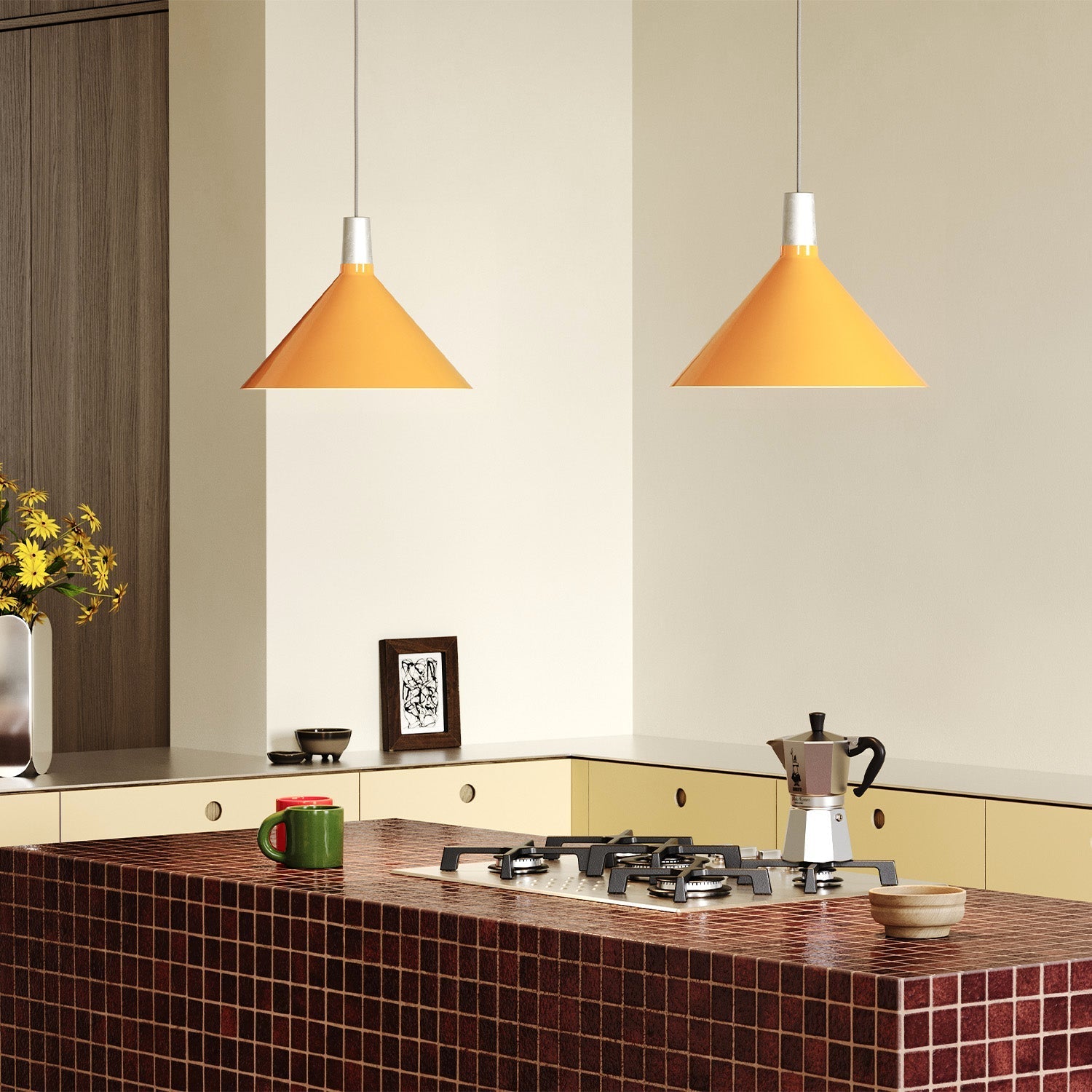 Tala Bower Pendant Light, Medium, in Yellow — side view
