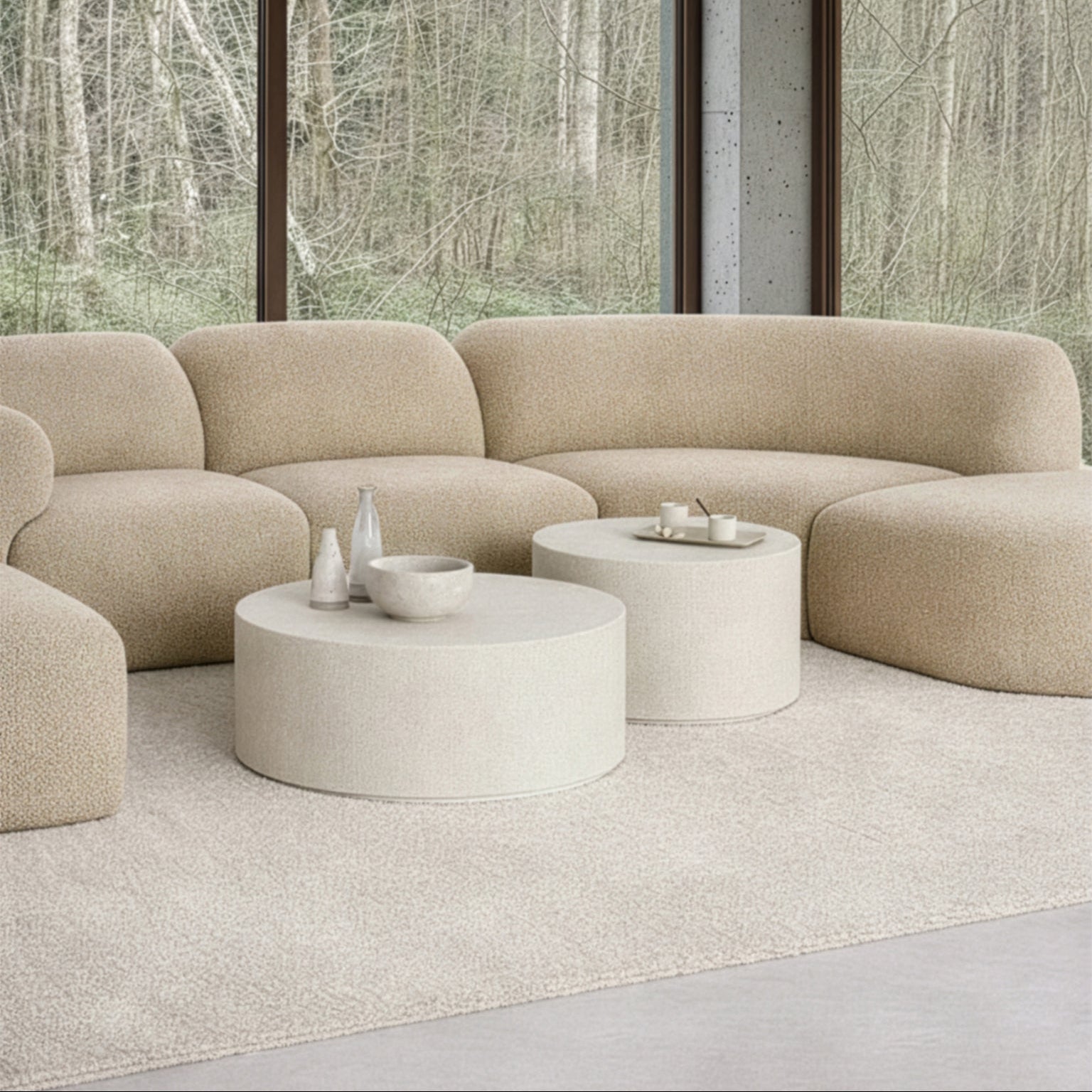Ethnicraft Bulky Semi-Circle Footstool with FSC-certified solid wood frame, Belgian design