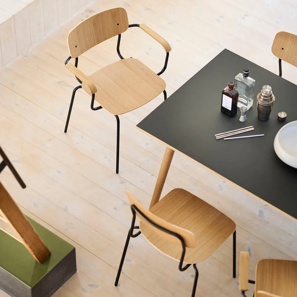 FDB Møbler Dining table in black-stained solid oak, designed by Poul M. Volther