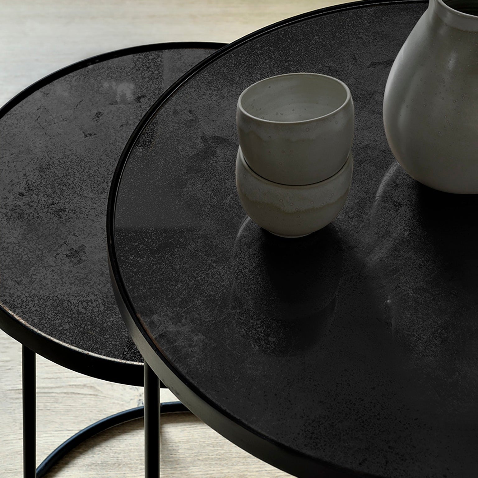Ethnicraft Nesting Coffee Table Set, FSC-certified solid wood furniture by Belgian brand