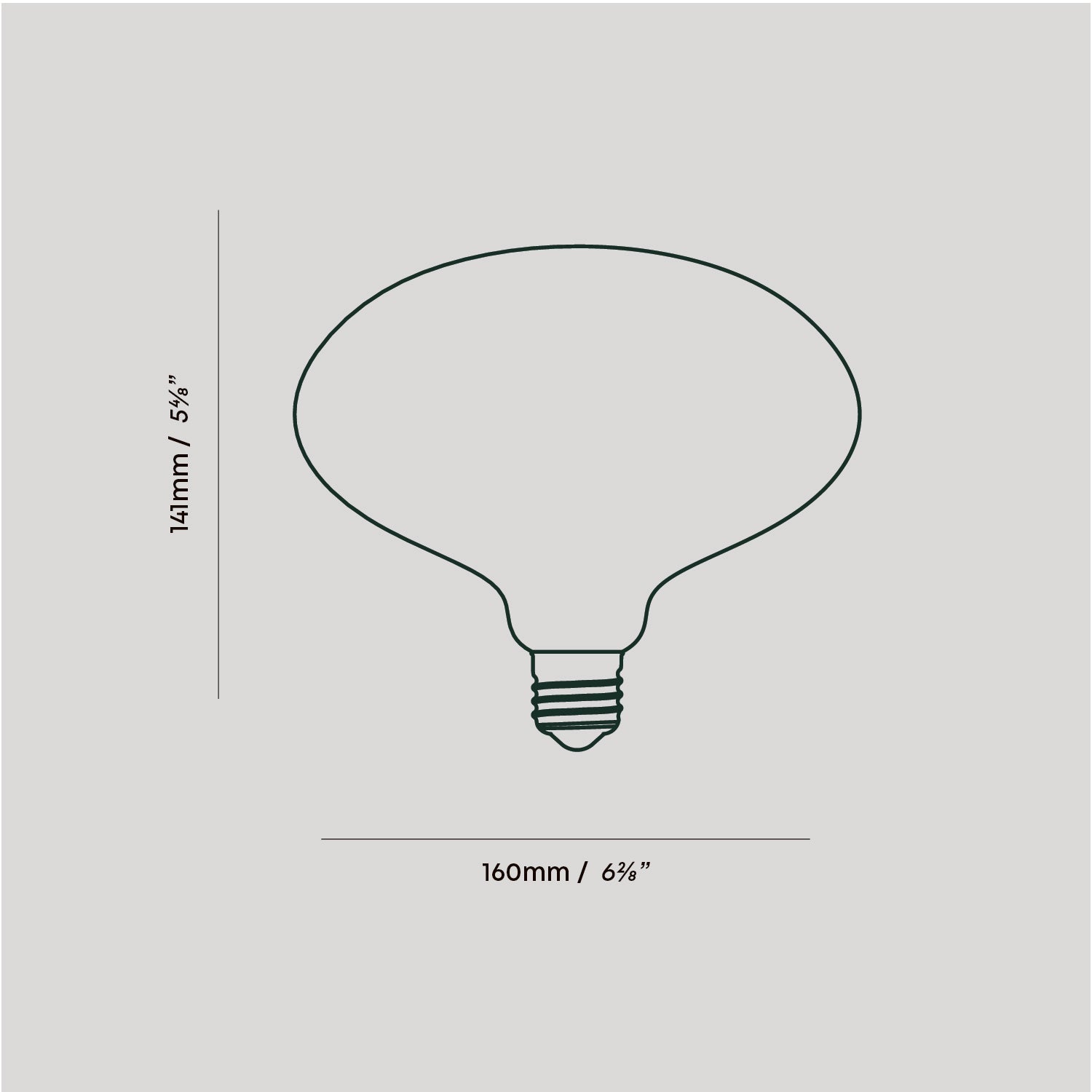 Oval Dim-to-Warm Plug-In Pendant by Tala — bulb dimension drawing