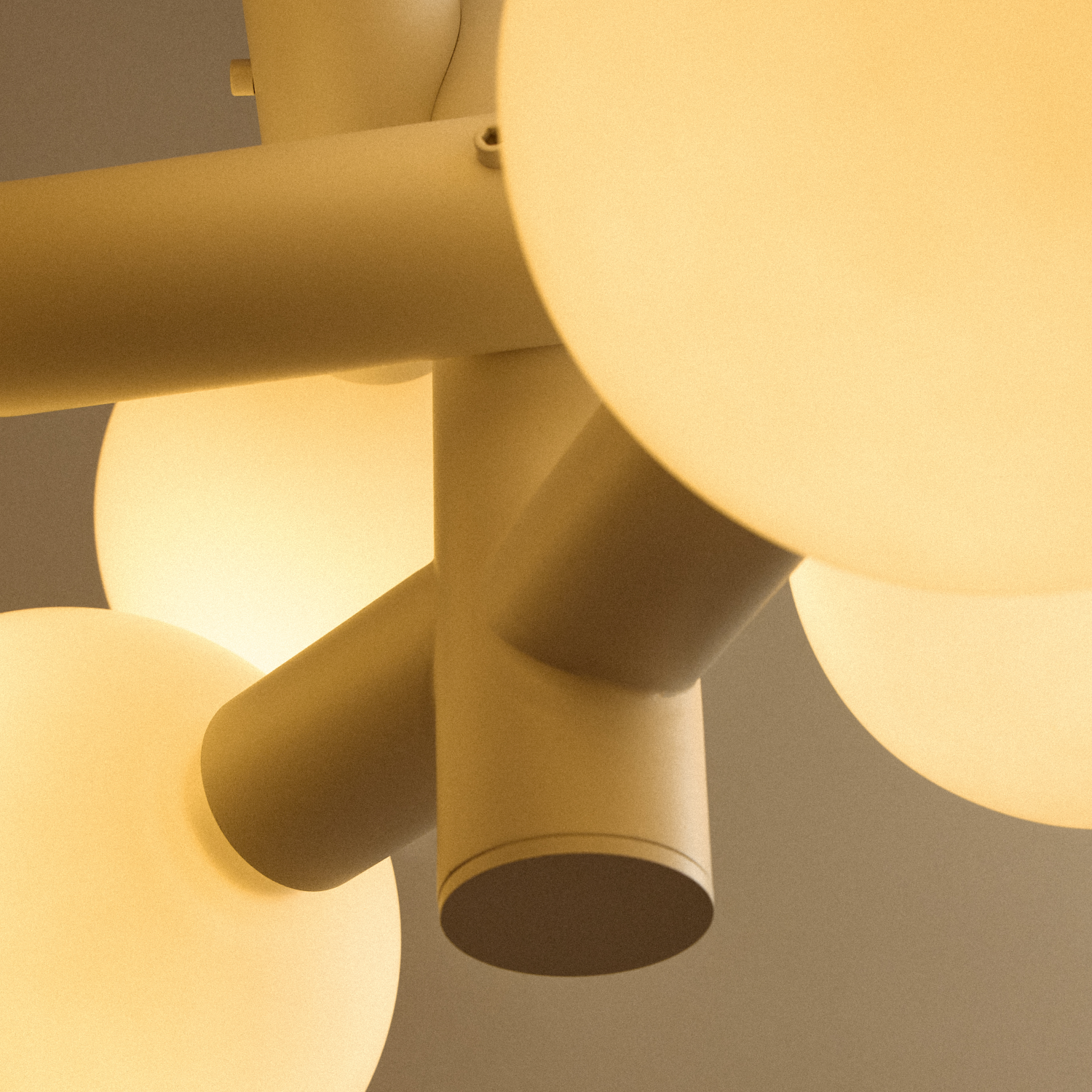 Close-up of the steel joinery on the Echo Chandelier frame