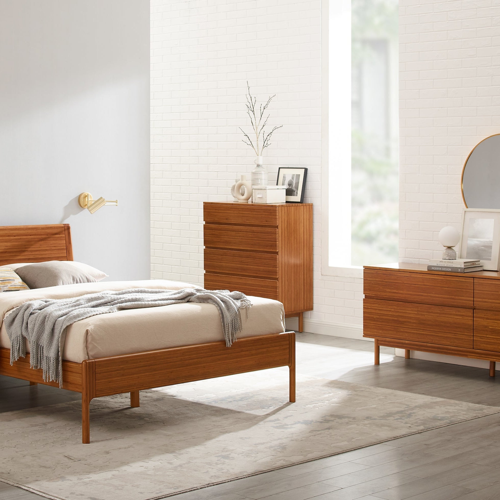 Greenington Ventura 4 Drawer Double Chest in Amber, GREENGUARD Gold certified moso bamboo