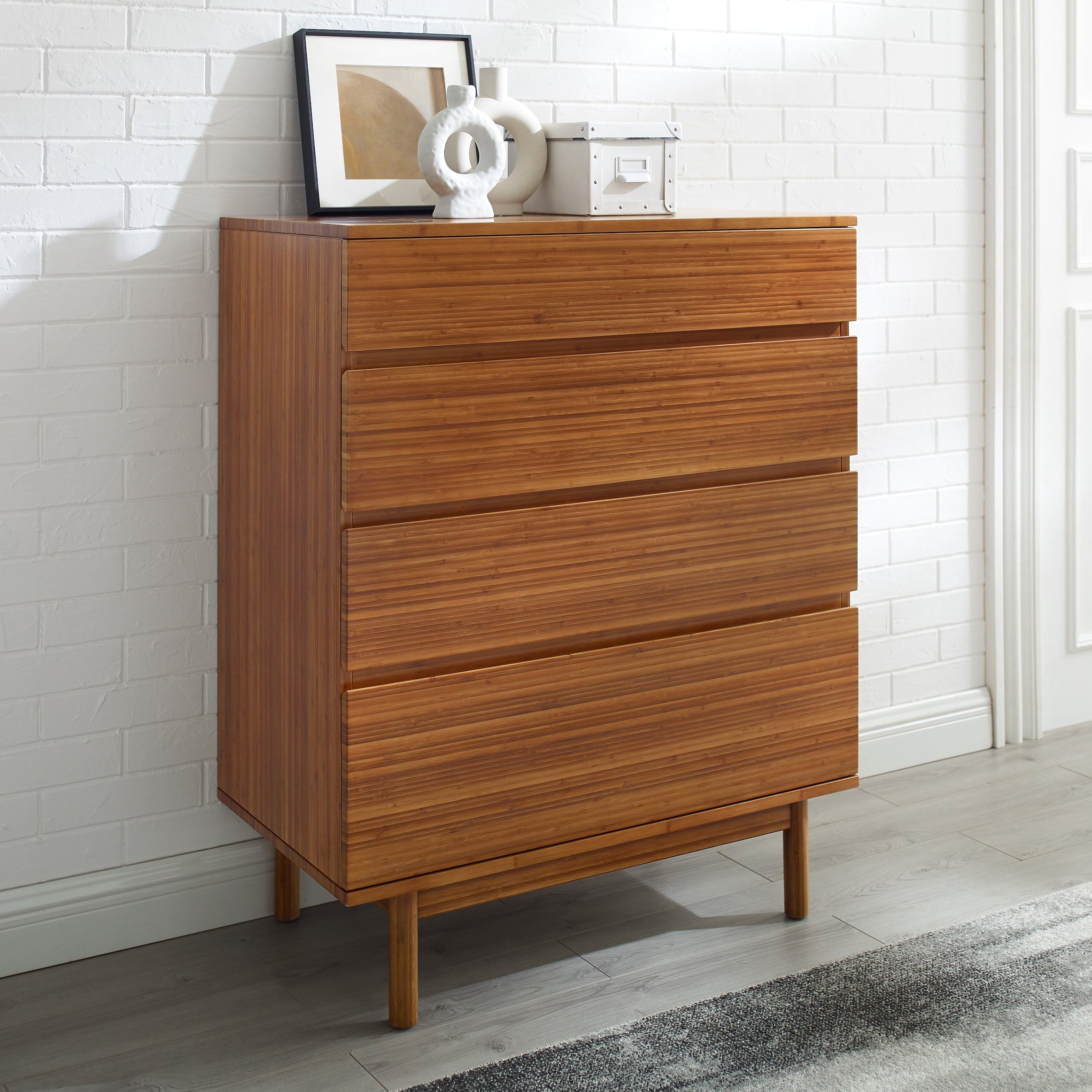 Greenington Ventura 4 Drawer Double Chest in Amber, GREENGUARD Gold certified moso bamboo