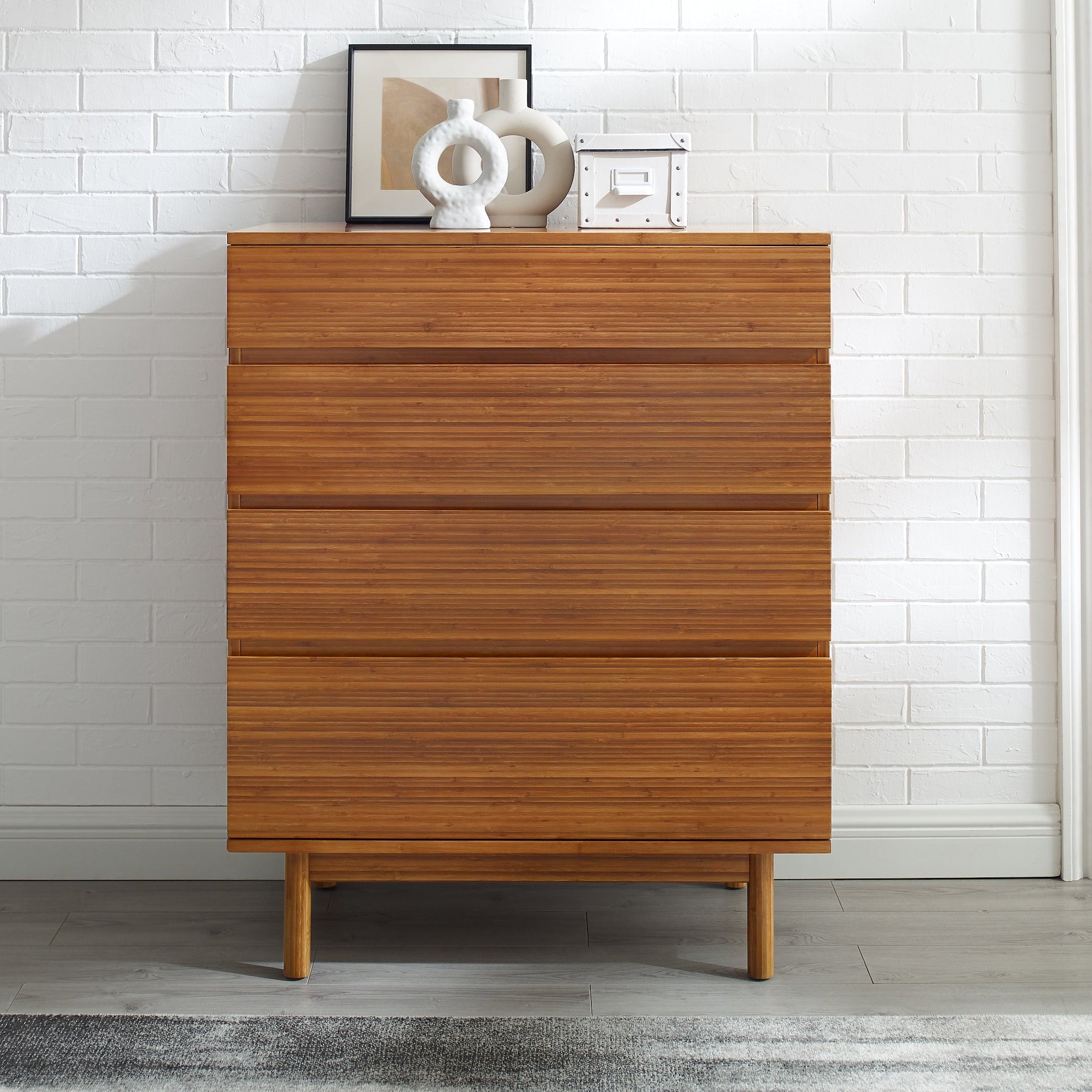 Greenington Ventura 4 Drawer Double Chest in Amber, GREENGUARD Gold certified moso bamboo