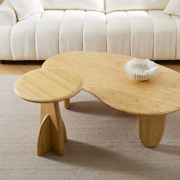 Greenington Zephyr Side Table in White, moso bamboo