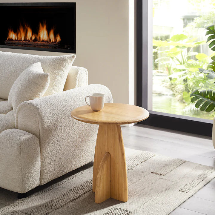 Greenington Zephyr Side Table in White, moso bamboo