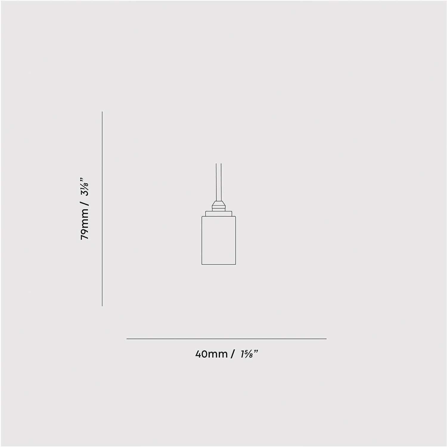 Dimension drawing of the Graphite Pendant canopy and cable