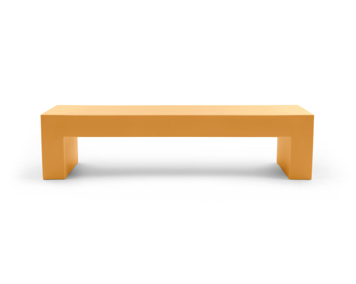 Heller Vignelli Bench, Large 72 in., in Ochre, recyclable polyethylene, designed by Massimo Vignelli