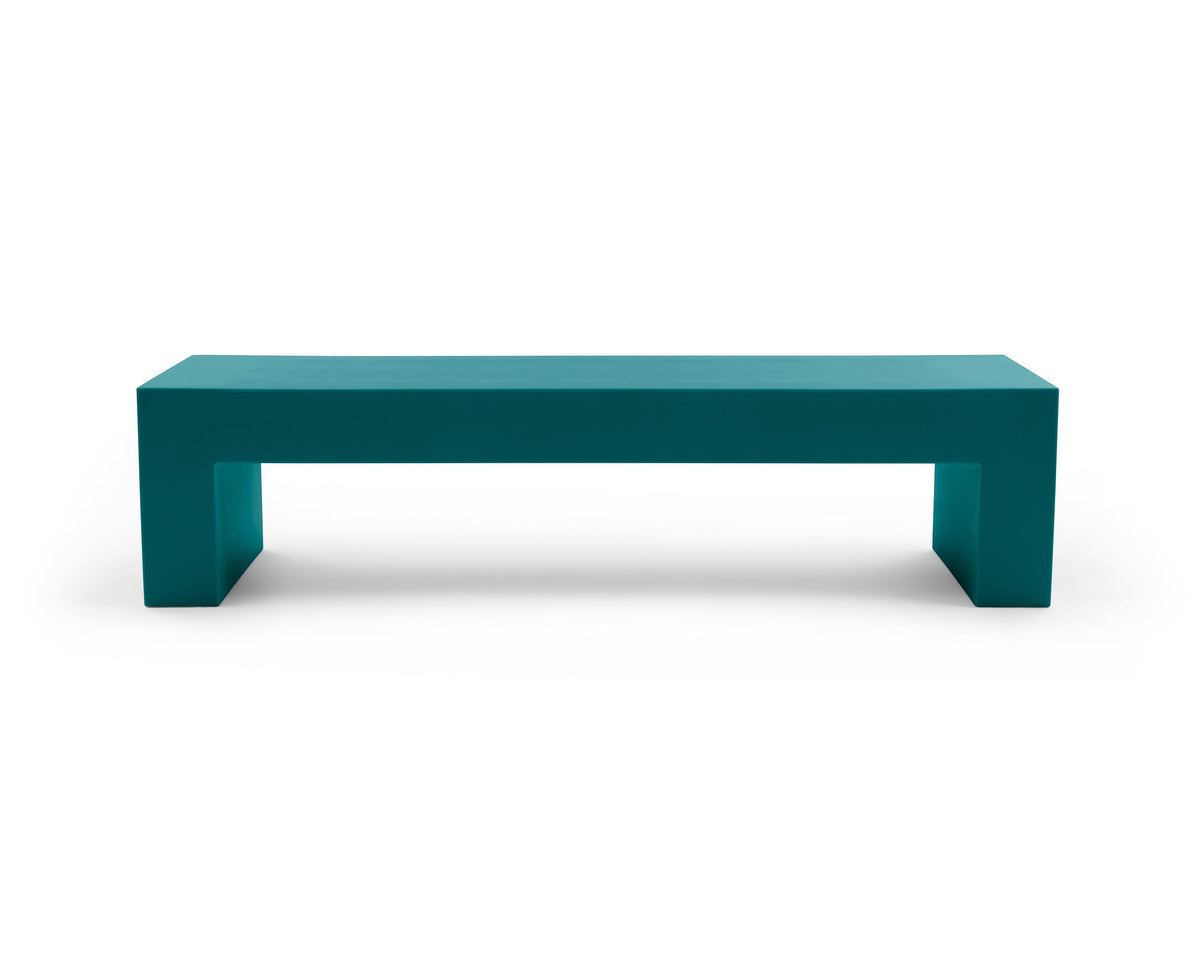 Heller Vignelli Bench, Large 72 in., in Turquoise, recyclable polyethylene, designed by Massimo Vignelli