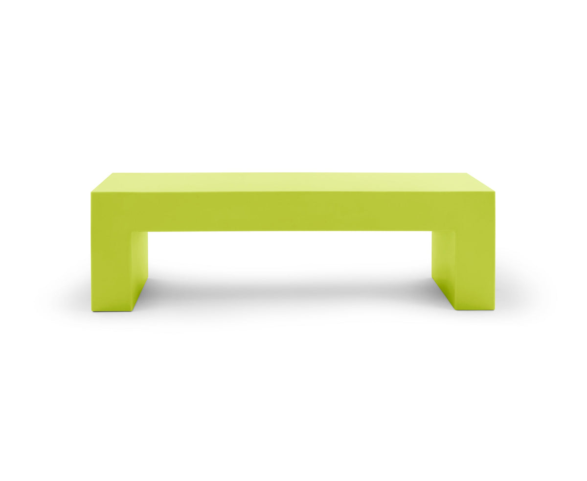 Heller Vignelli Bench, Medium 60 in., in Citron, recyclable polyethylene, designed by Massimo Vignelli