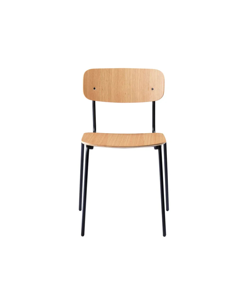 FDB Møbler Holmen Stackable chair in solid oak (black), designed by Jakob Thau