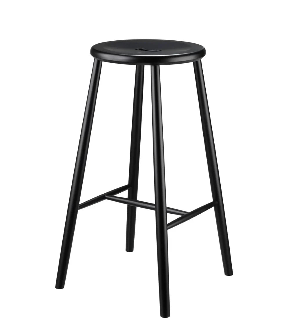 FDB Møbler Bar stool in jet black solid beech, designed by Børge Mogensen