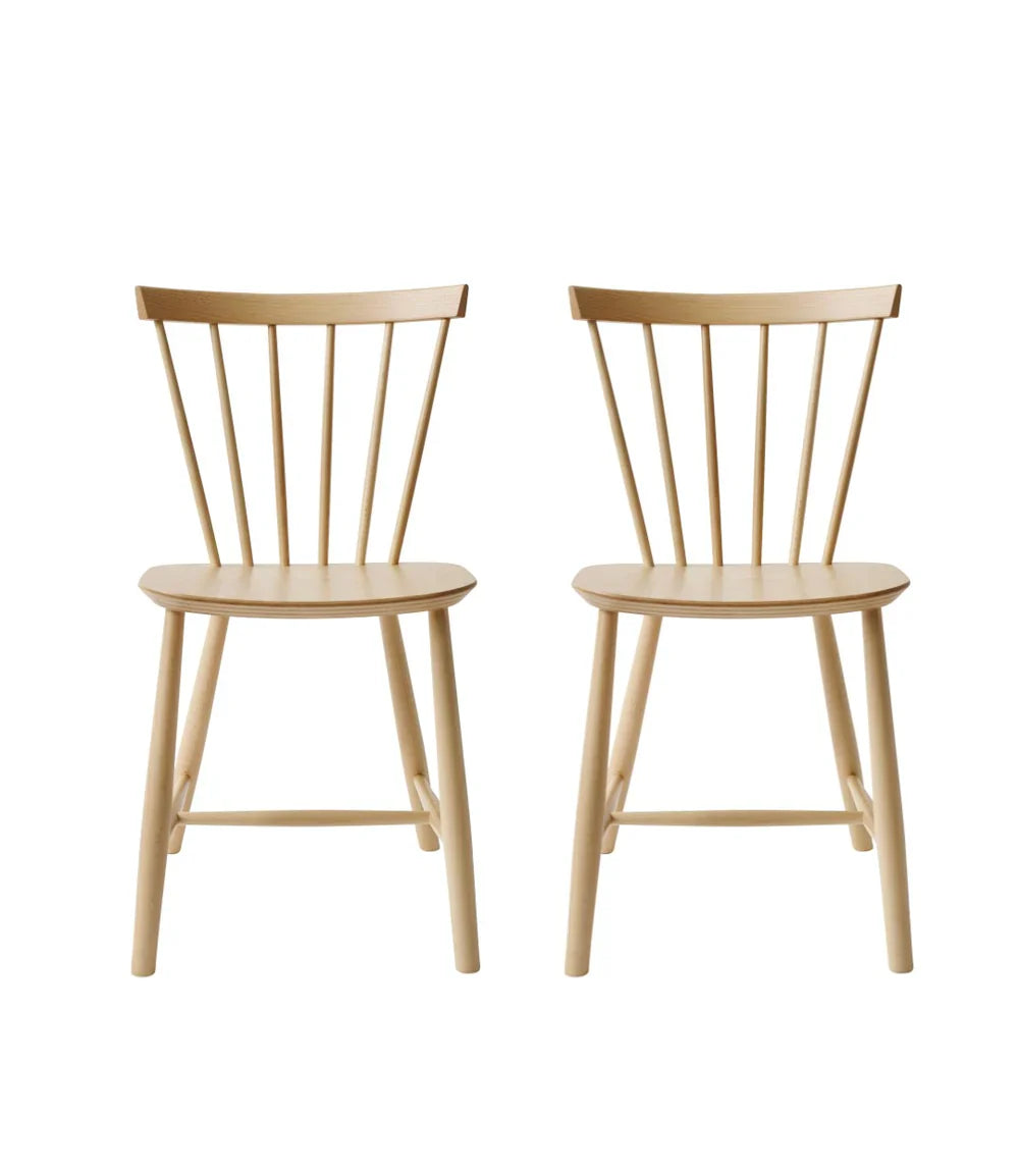 FDB Møbler Chair Set of 2 in solid beech, designed in 1955 by Poul M. Volther, a Danish mid-century cooperative design