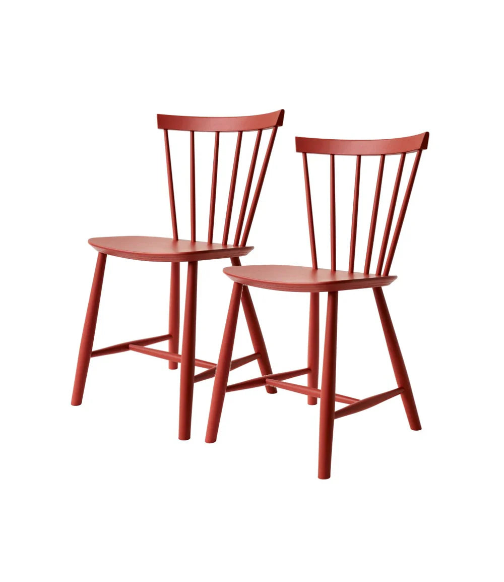 FDB Møbler Chair Set of 2 in solid beech (coral red), designed in 1955 by Poul M. Volther