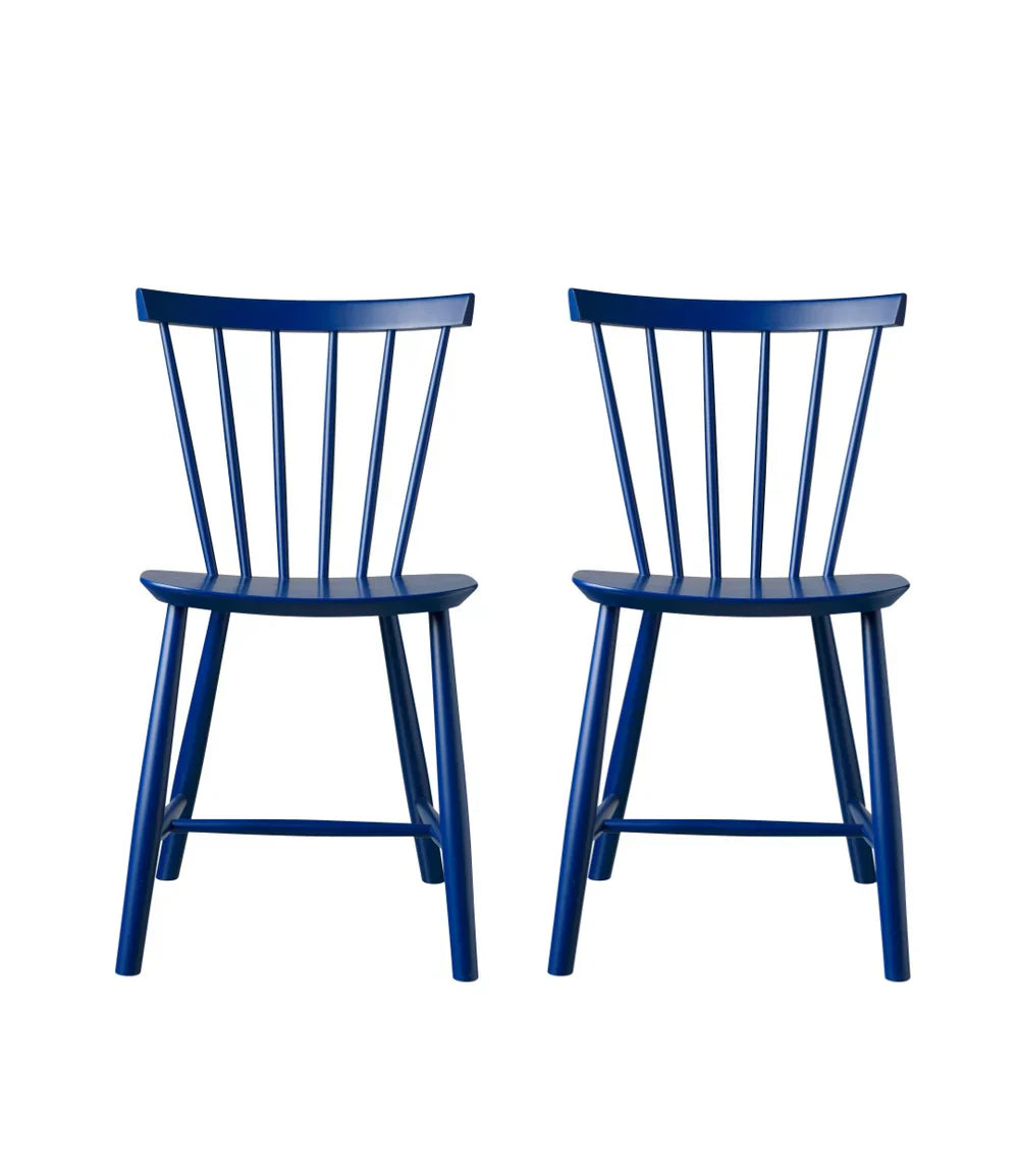 FDB Møbler Chair Set of 2 in solid beech (dark blue), designed in 1955 by Poul M. Volther