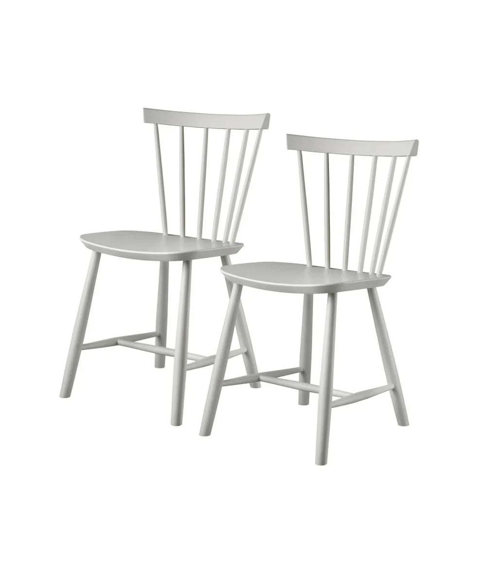 FDB Møbler Chair Set of 2 in solid beech (dust & bones), designed in 1955 by Poul M. Volther