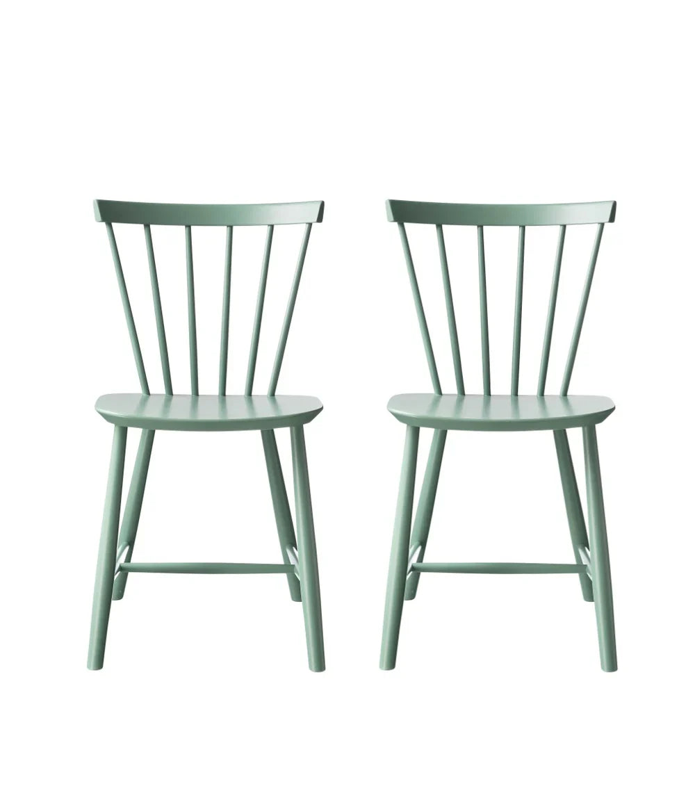 FDB Møbler Chair Set of 2 in solid beech (dusty green), designed in 1955 by Poul M. Volther