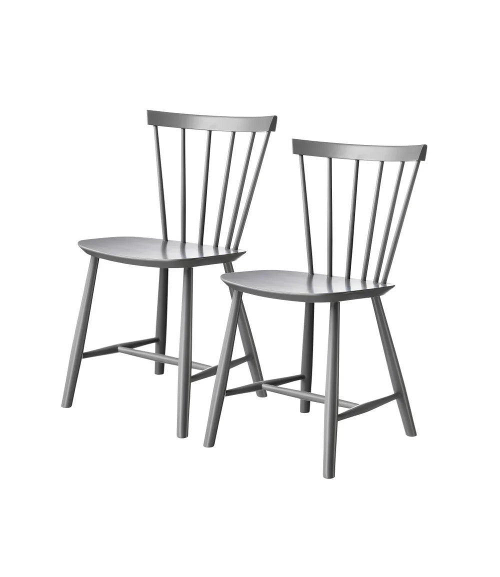FDB Møbler Chair Set of 2 in solid beech (signal grey), designed in 1955 by Poul M. Volther
