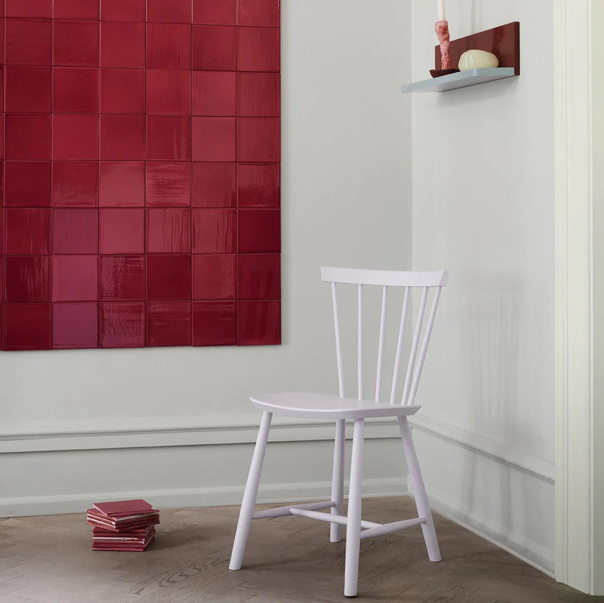 FDB Møbler Chair Set of 2 in solid beech (violet hair), designed in 1955 by Poul M. Volther